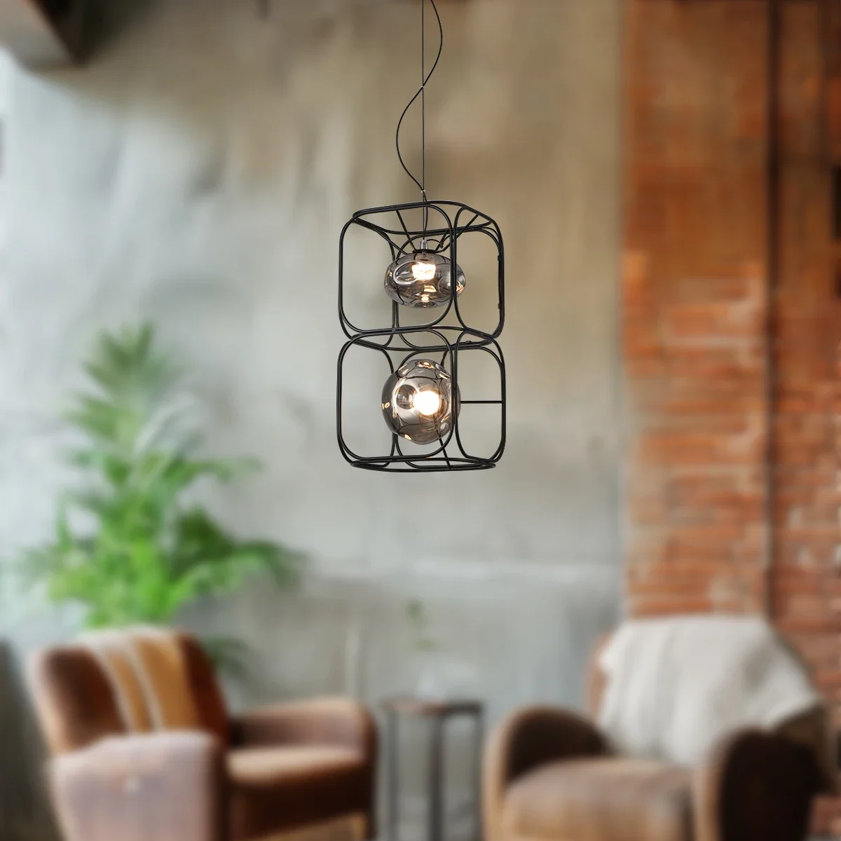Geometric Lamp Shade - Retro LED Chandelier Black Geometric Hanging