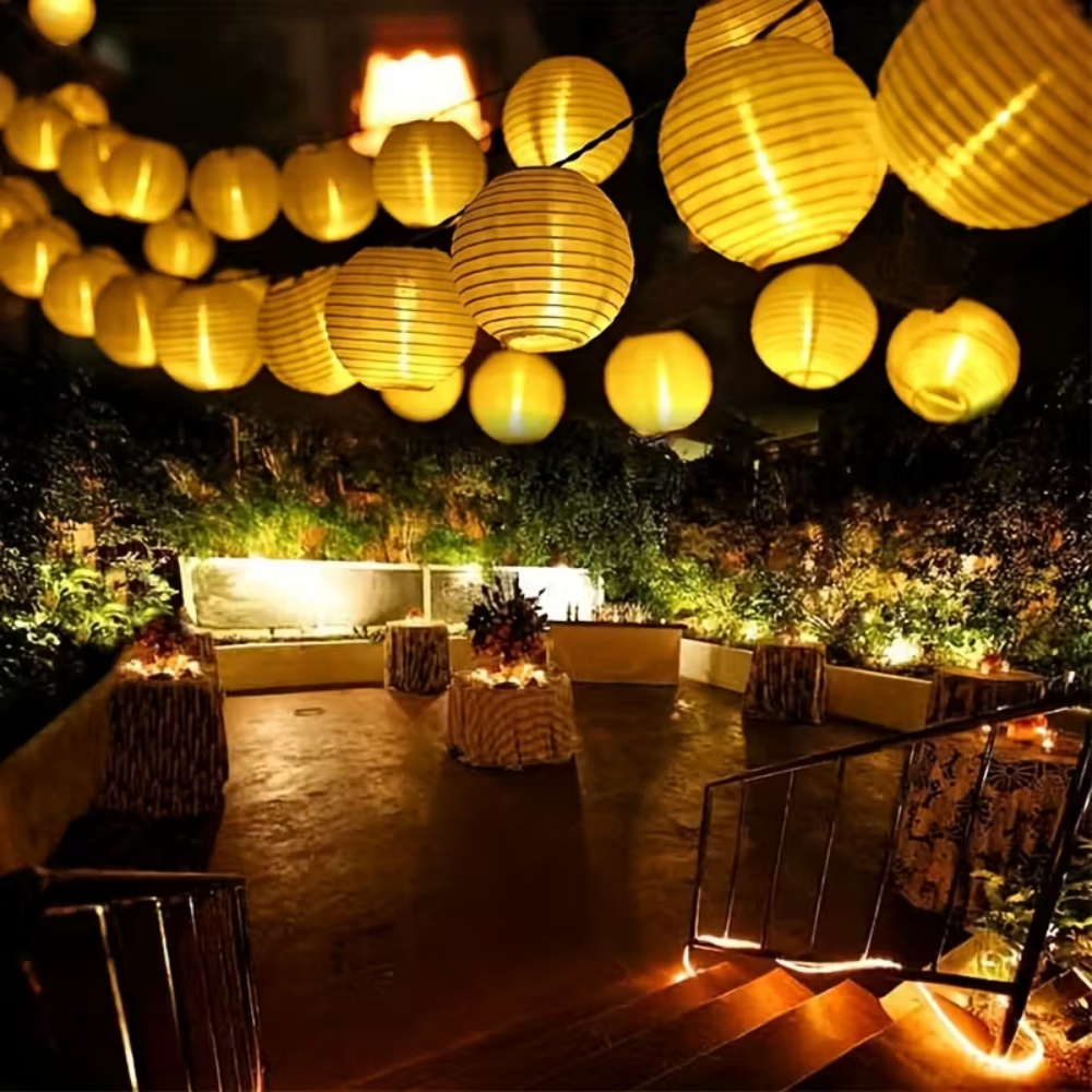 Lantern Paper Solar - 10LED/20LED Paper Lantern String Lights, Battery