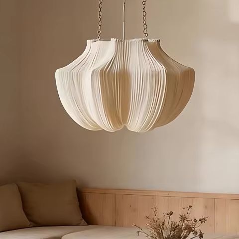 Japanese Lighting Decor - Japanese Wabi Sabi Pleated Fabric Led