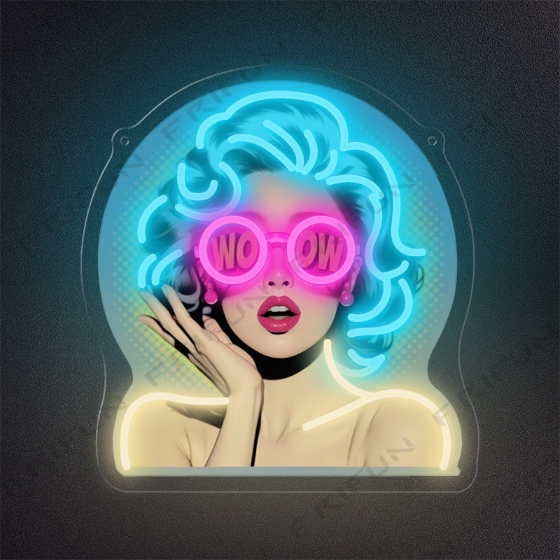 Outdoor Lighting Decor Wow - WOW Curl Girl Neon Sign UV