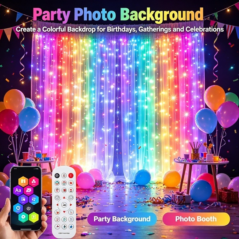 Lighting Decoration In Bedroom - USB Powered App Controlled LED Curtain