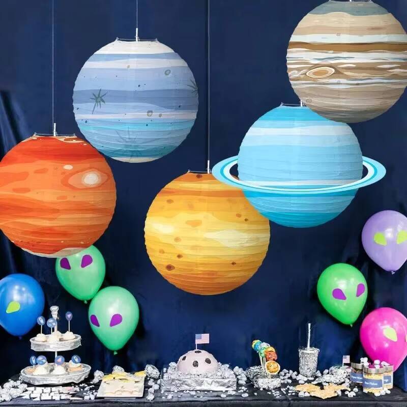 Lantern Paper Solar - 8/16Pcs 30Cm Foldable Lanterns Portable Galaxy