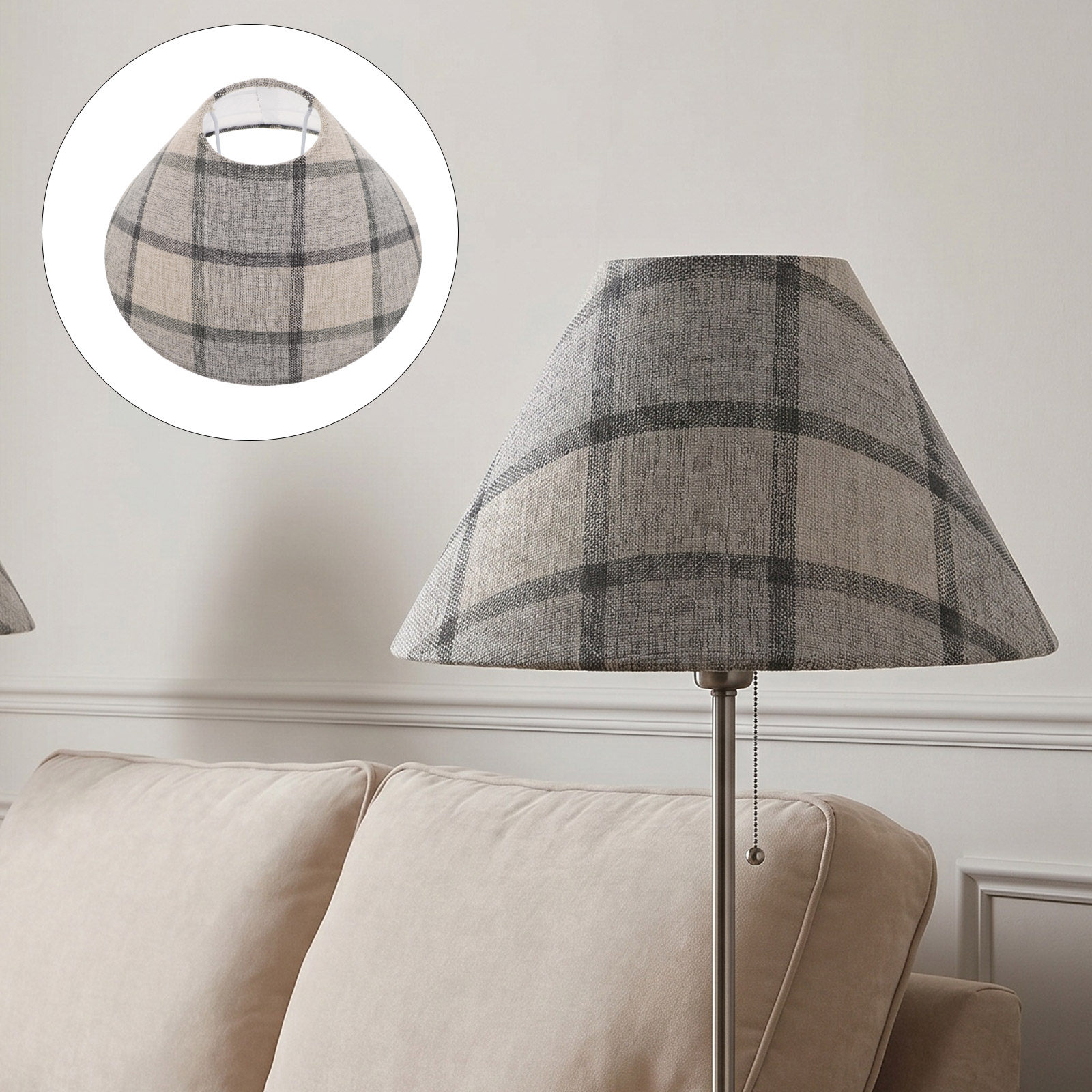 Timeless Plaid Fabric Drum Lam - Decor Timeless Lighting review and price