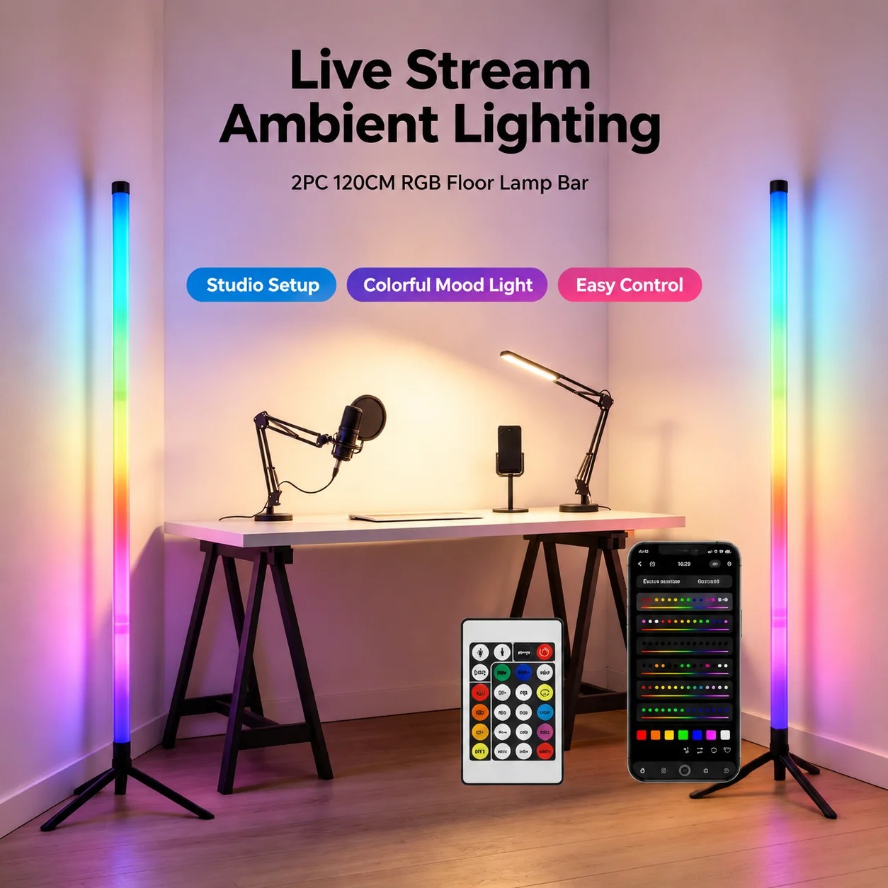 2 Pack RGB LED Corner Floor La - Lighting Decoration In Bedroom review and price
