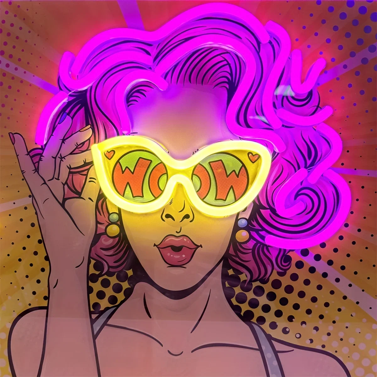 Wow Lady Pop Art LED Neon Sign - Outdoor Lighting Decor Wow review and price