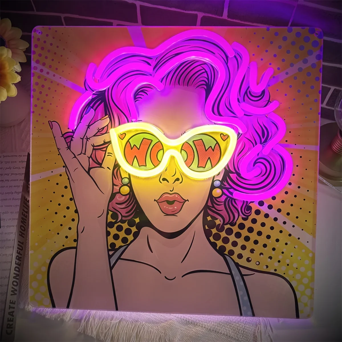 Wow Lady Pop Art LED Neon Sign - Outdoor Lighting Decor Wow review and price
