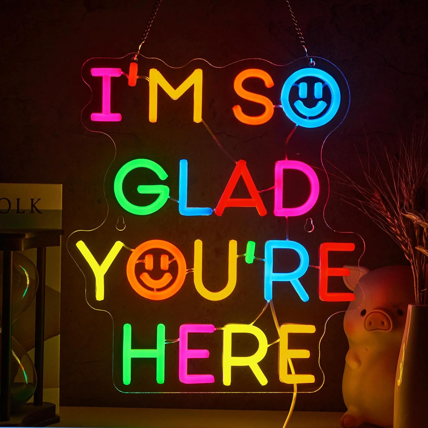  I'm So Glad You‘re Here Neon - Lighting Decoration In Bedroom review and price