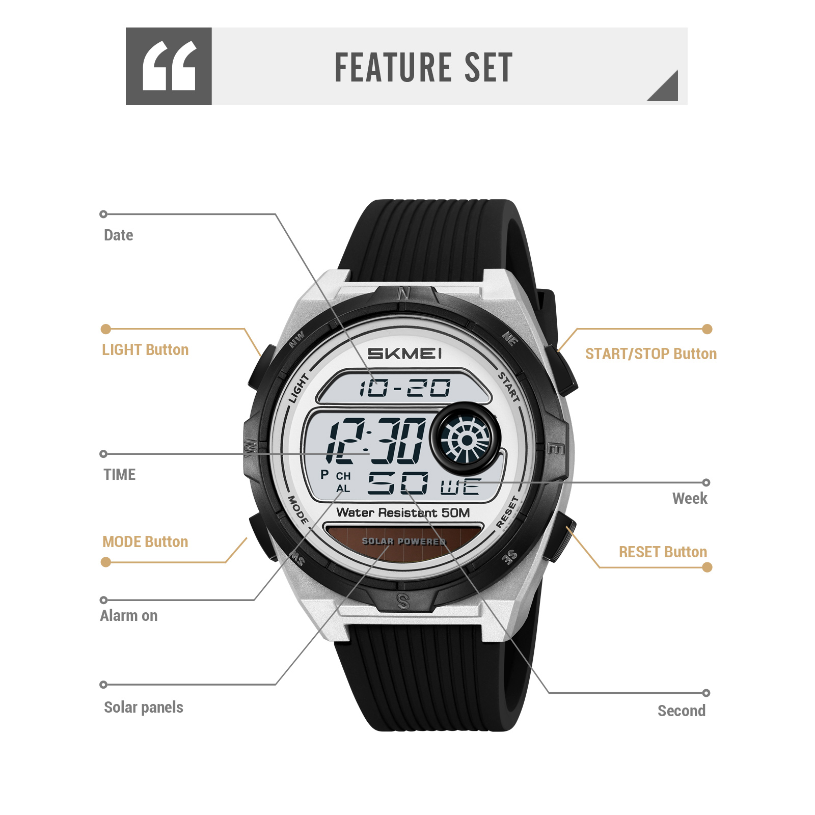 SKMEI 2436 Solar Digital Watch - Lantern Paper Solar review and price