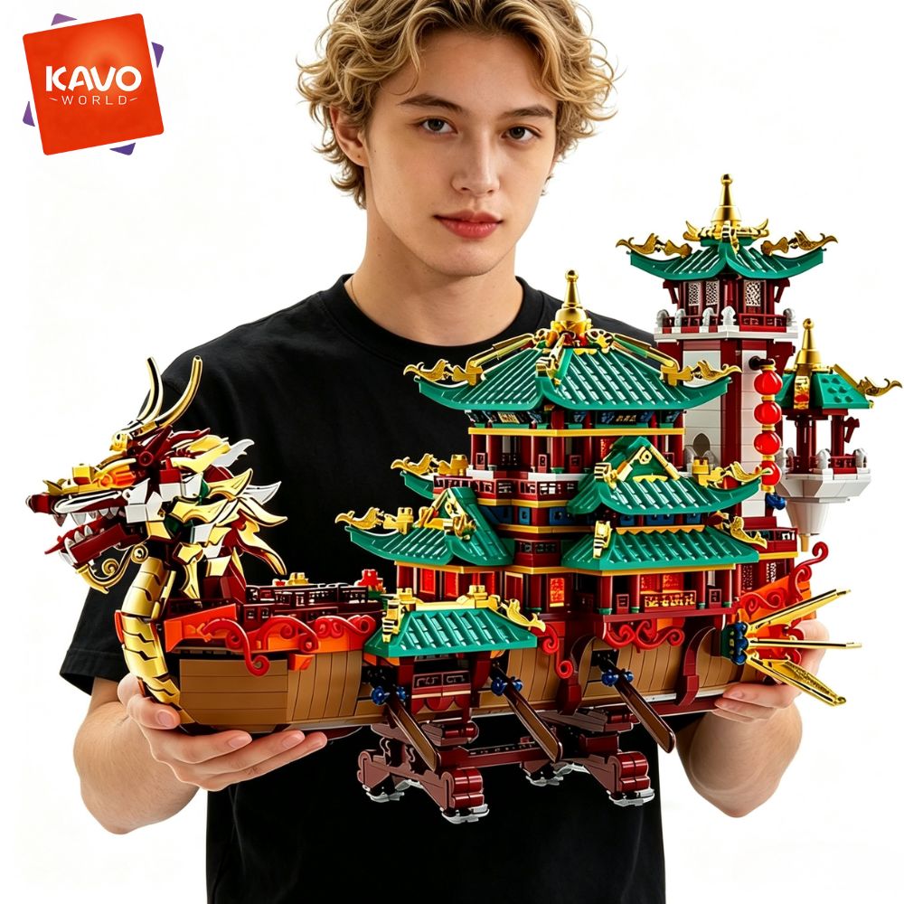KAVOWORLD 2453pcs Dragon Boat  - Lantern Paper Solar review and price
