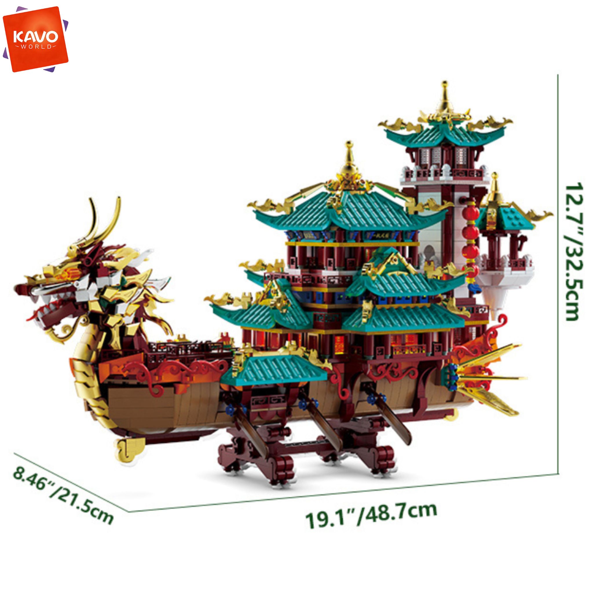 KAVOWORLD 2453pcs Dragon Boat  - Lantern Paper Solar review and price