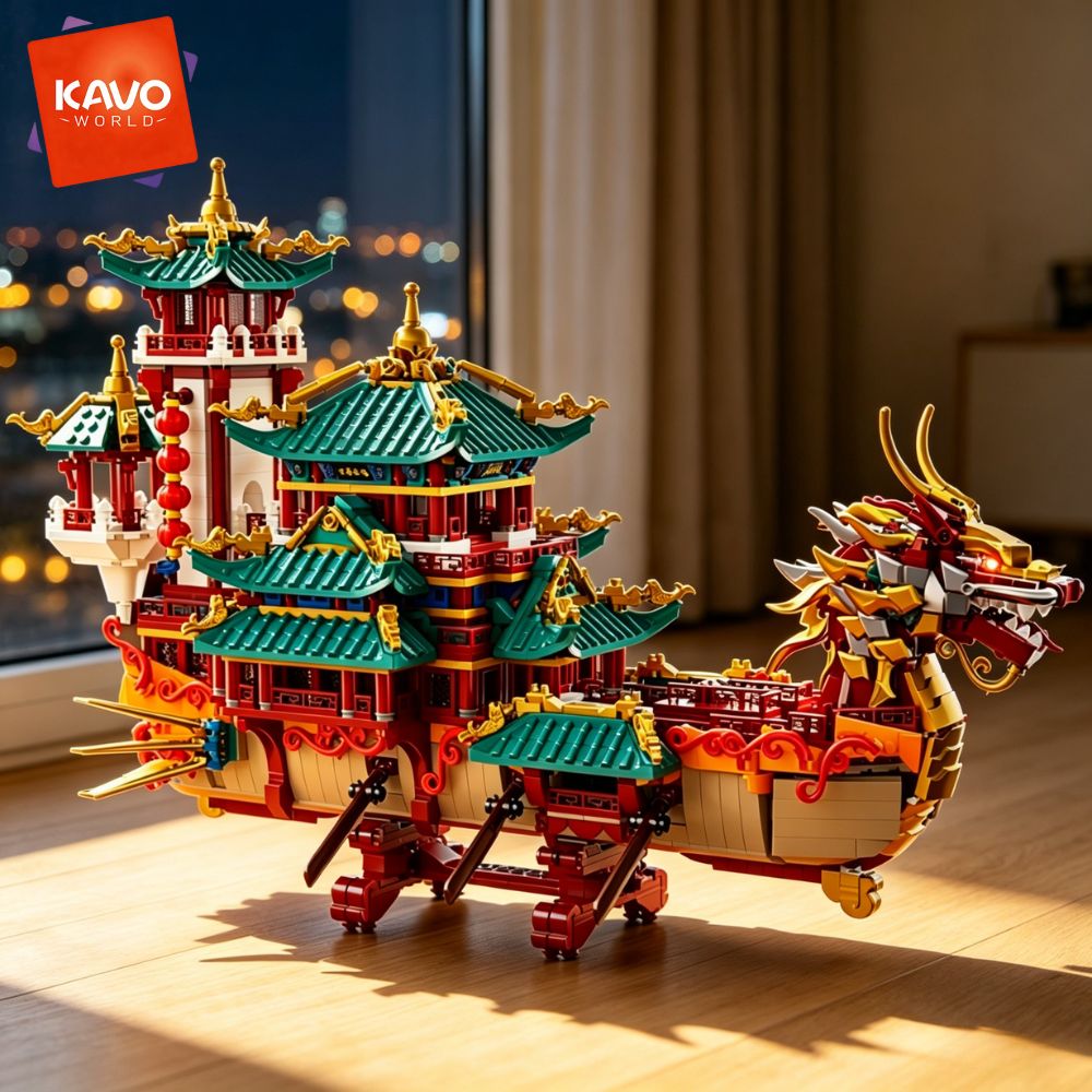 KAVOWORLD 2453pcs Dragon Boat  - Lantern Paper Solar review and price