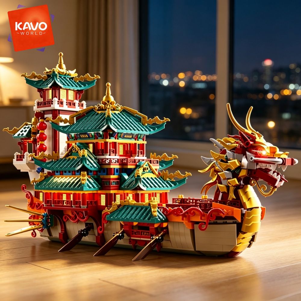 KAVOWORLD 2453pcs Dragon Boat  - Lantern Paper Solar review and price