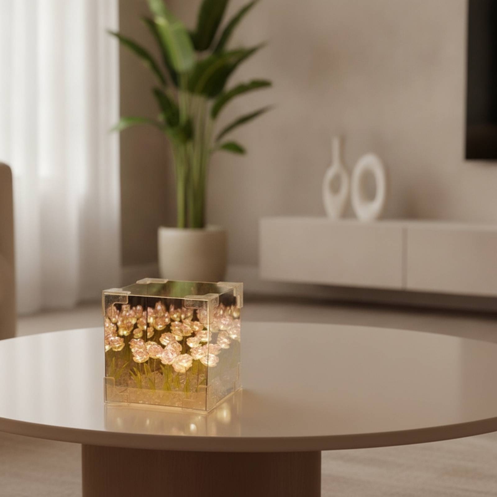 Rose Lamp with Acrylic Cube Fl - Lighting Decoration In Bedroom review and price