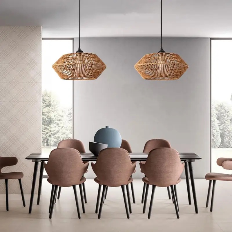 Boho Rattan Woven Pendant Ligh - Geometric Lamp Shade review and price