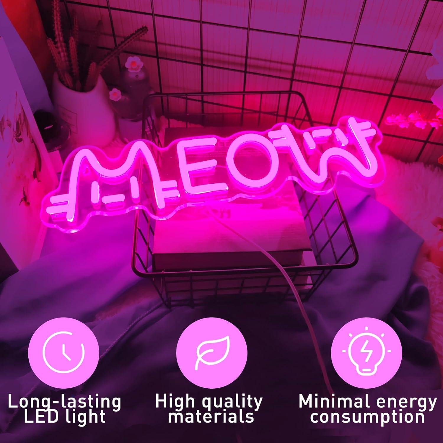 Meow Neon Sign Cat USB Powered - Lighting Decoration For Home review and price